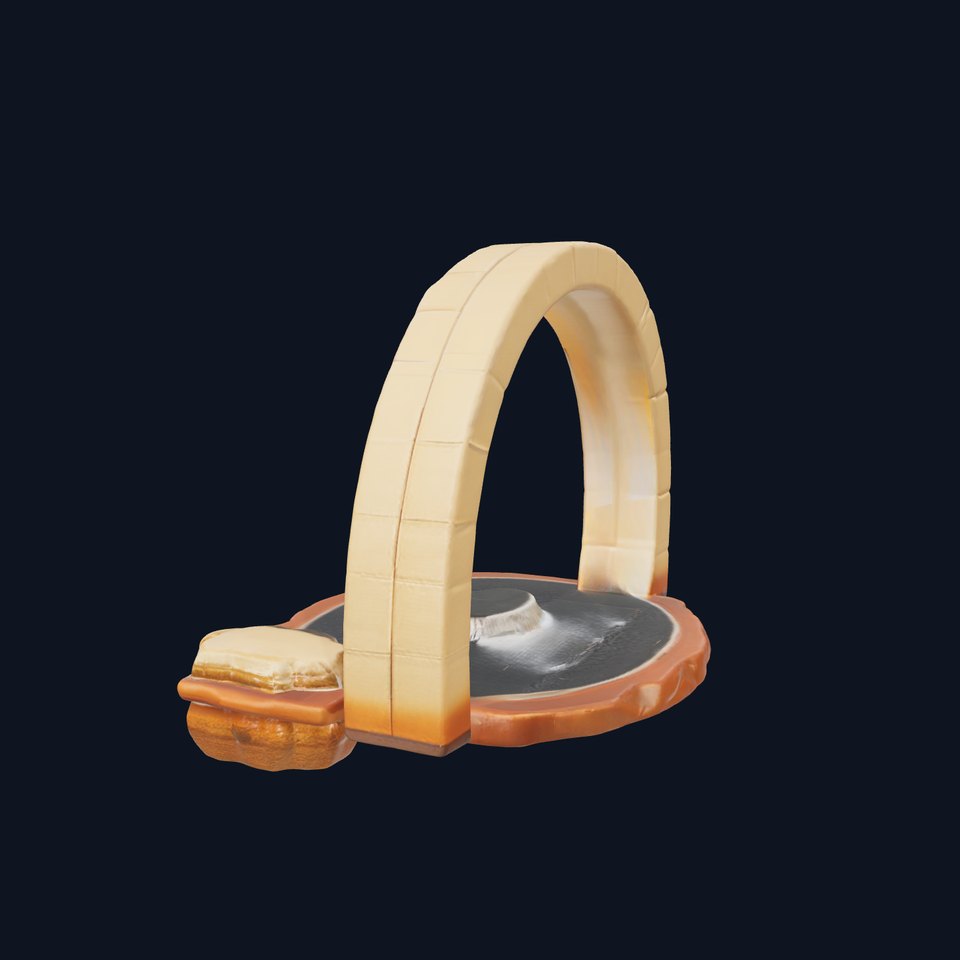 Stone Arch and Waterfall Scene Model Pack